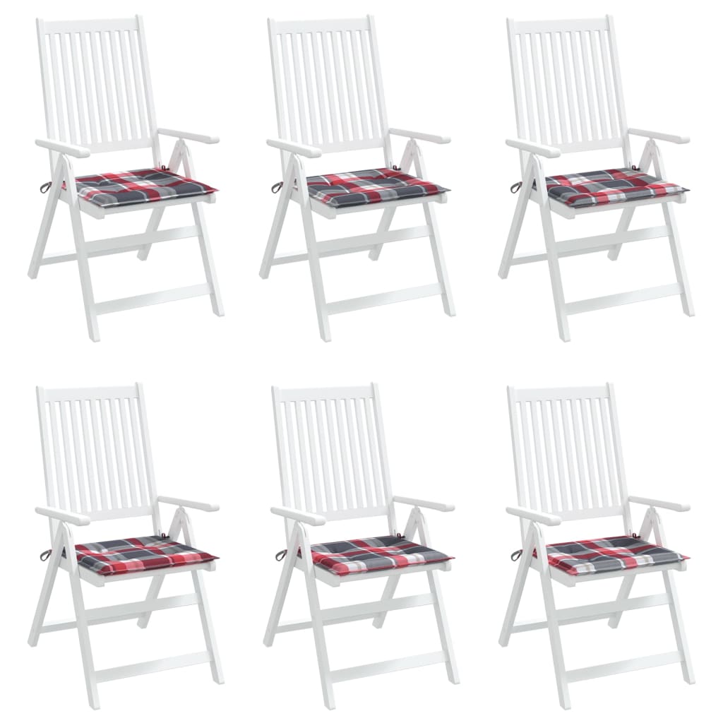 Coussins De Chaise De Jardin Lot De 6 Carreaux Rouges 40X40X3Cm