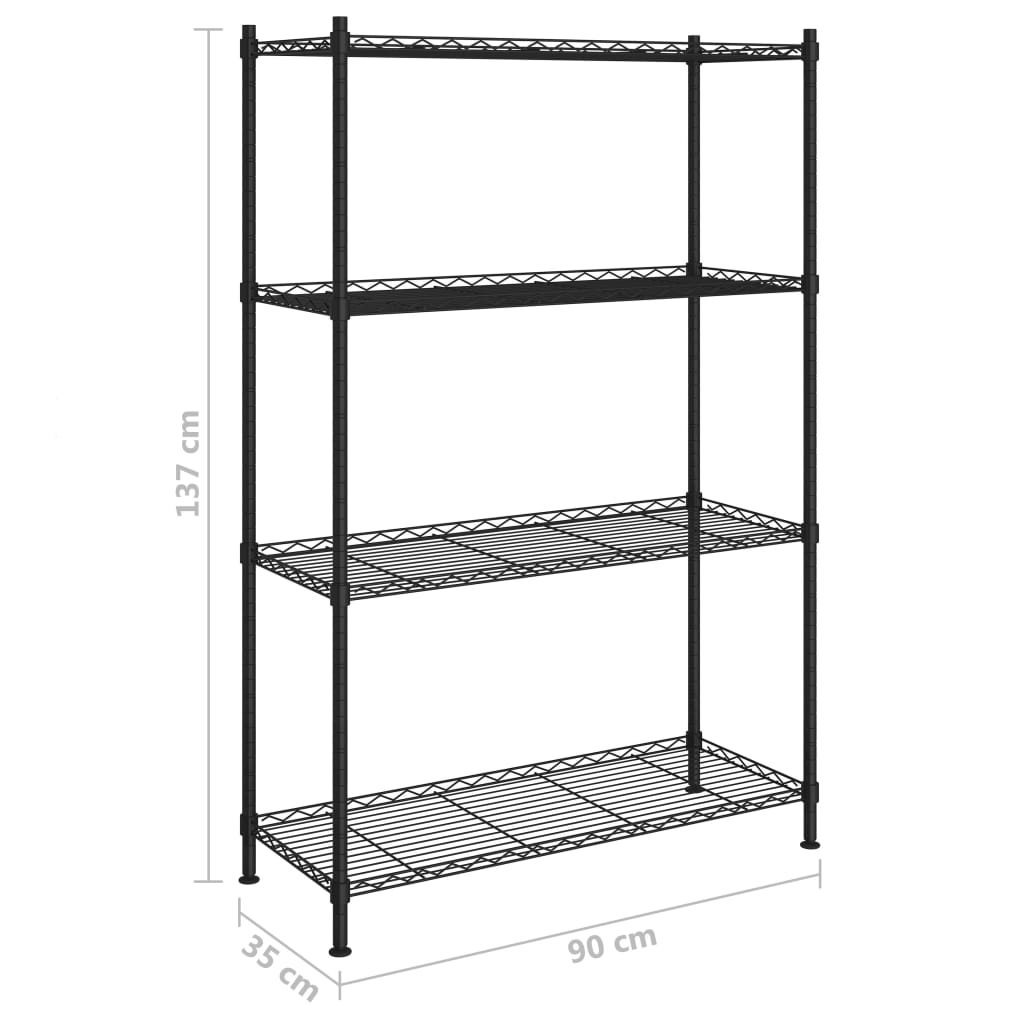 Étagère De Rangement 4 Niveaux 200 Kg Noir