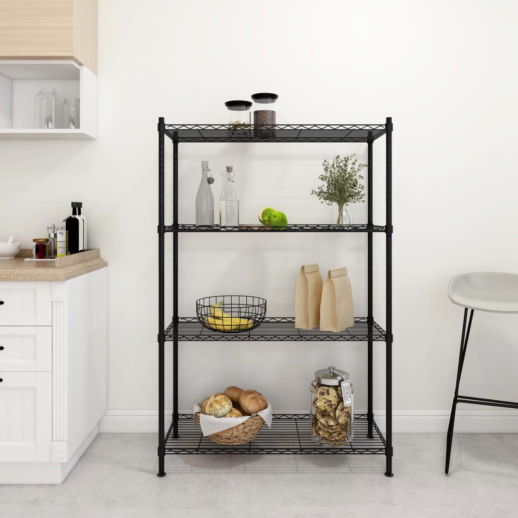 Étagère De Rangement 4 Niveaux 200 Kg Noir
