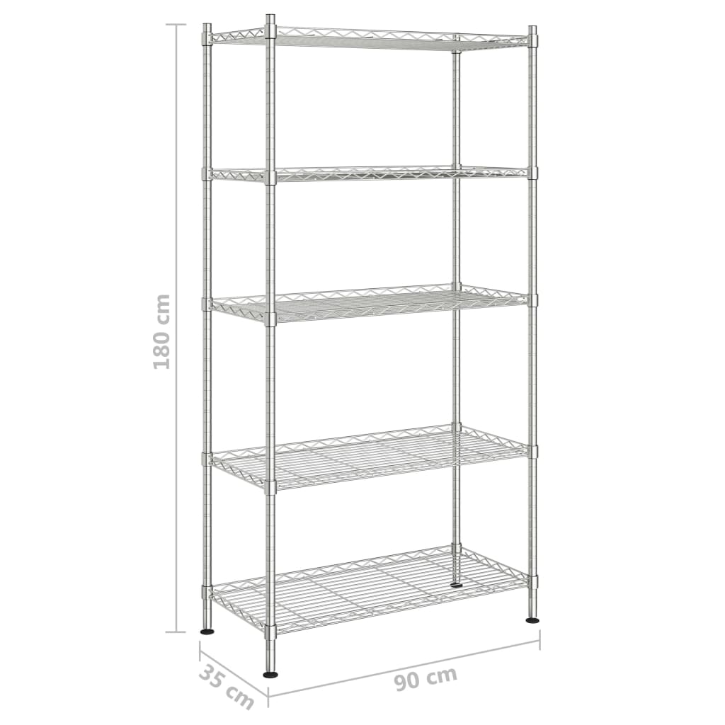 Étagère De Rangement 5 Niveaux 250 Kg Chrome