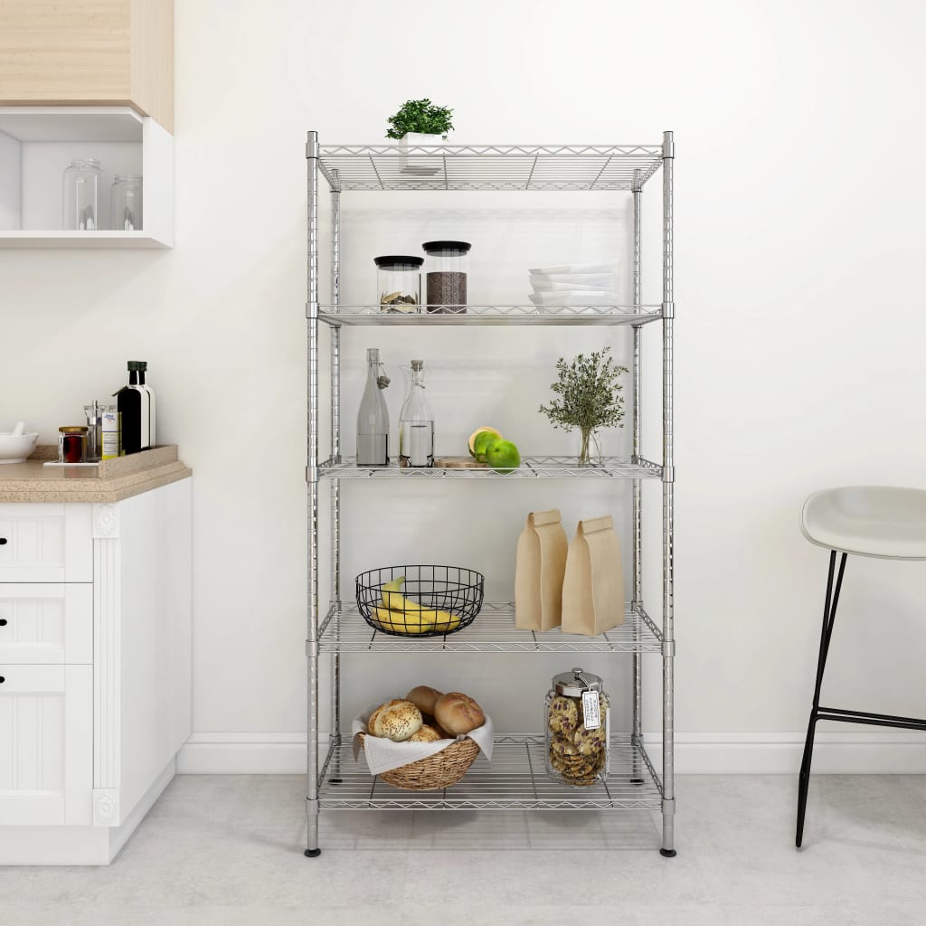 Étagère De Rangement 5 Niveaux 250 Kg Chrome