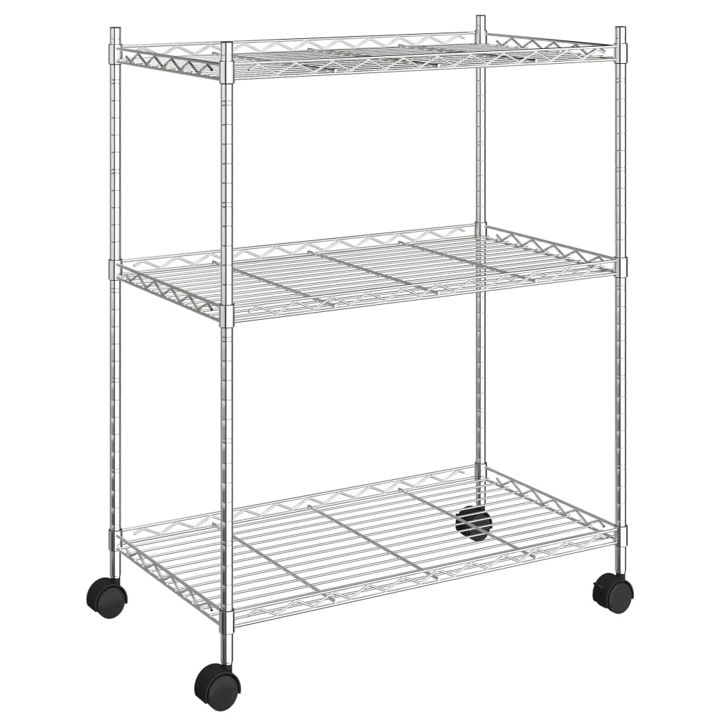 Étagère De Rangement 3 Niveaux Et Roues 60X35X81Cm 150Kg Chrome