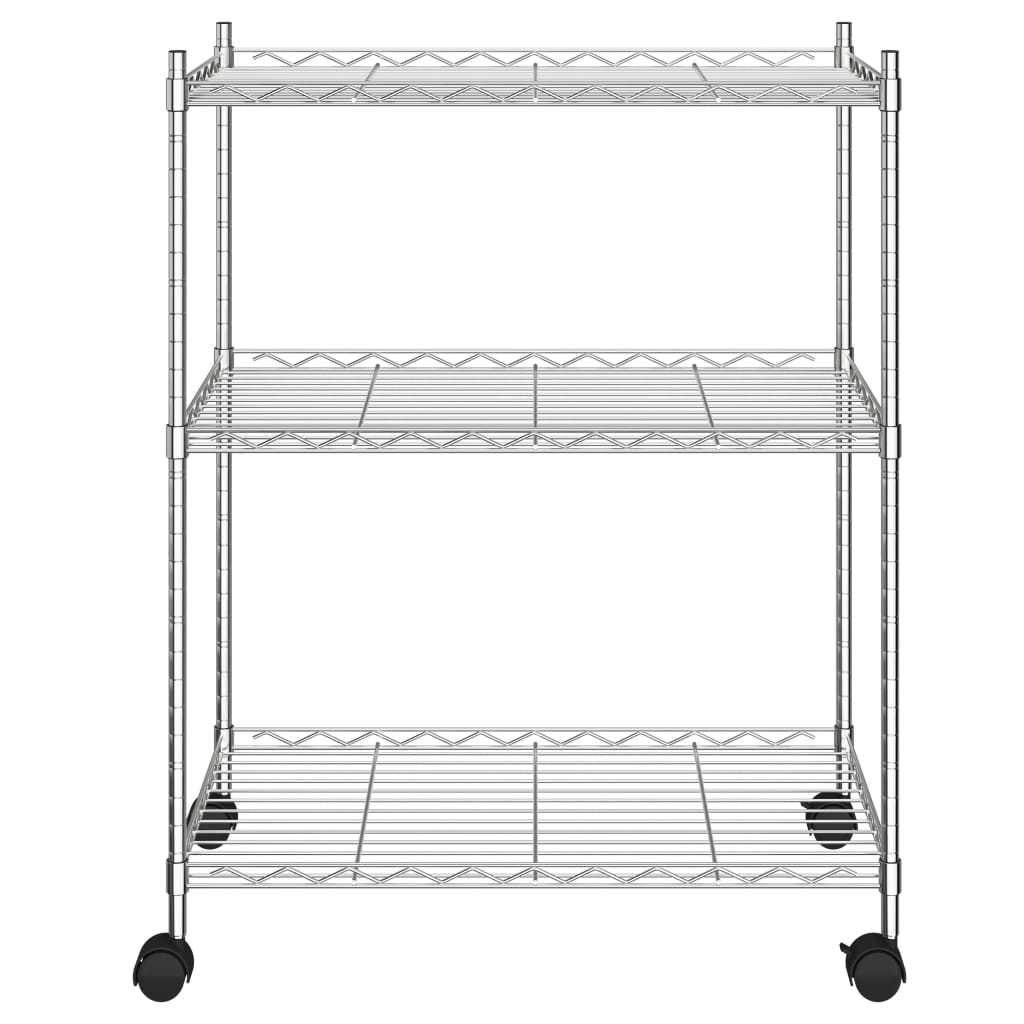 Étagère De Rangement 3 Niveaux Et Roues 60X35X81Cm 150Kg Chrome