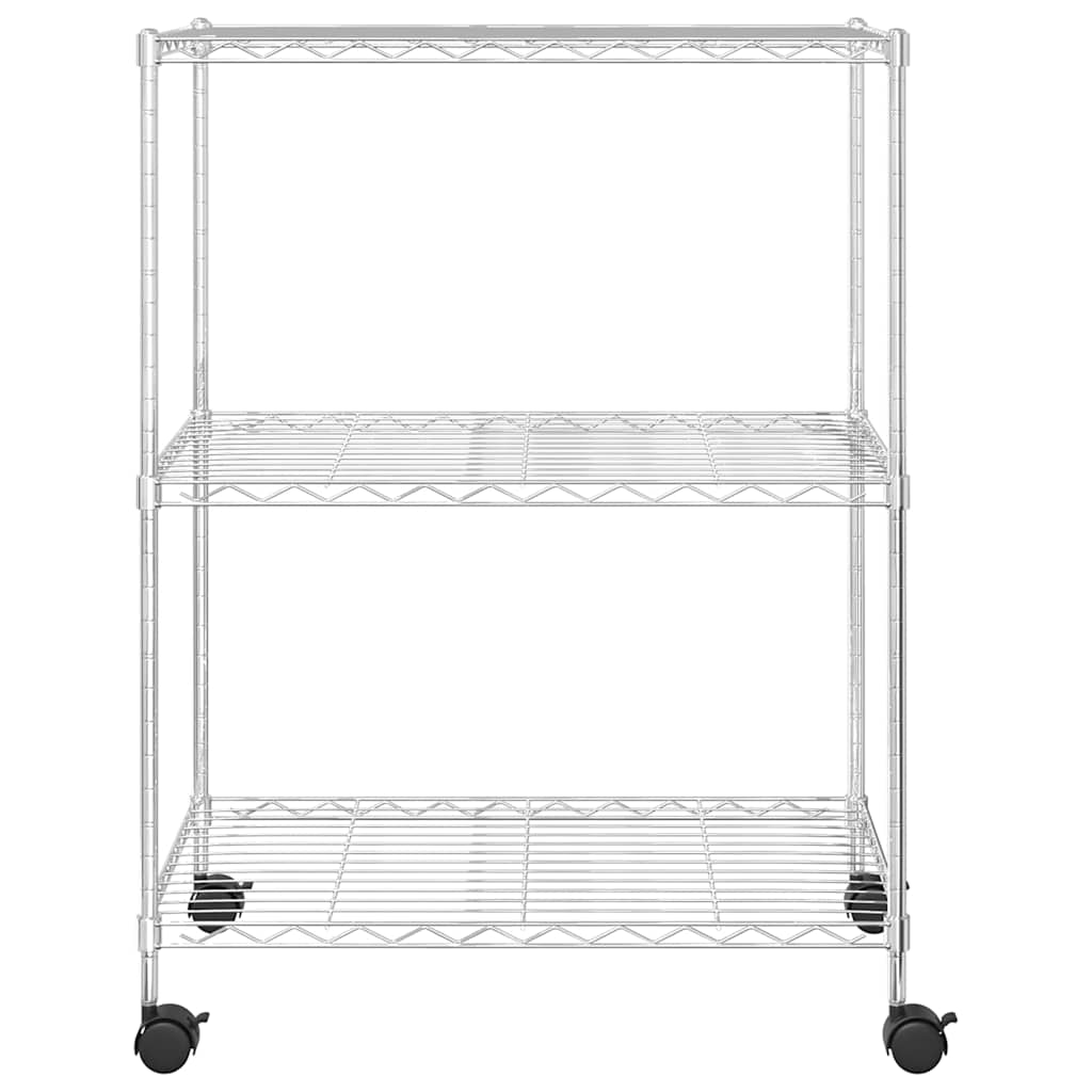 Étagère De Rangement 3 Niveaux Et Roues 60X35X81Cm 150Kg Chrome