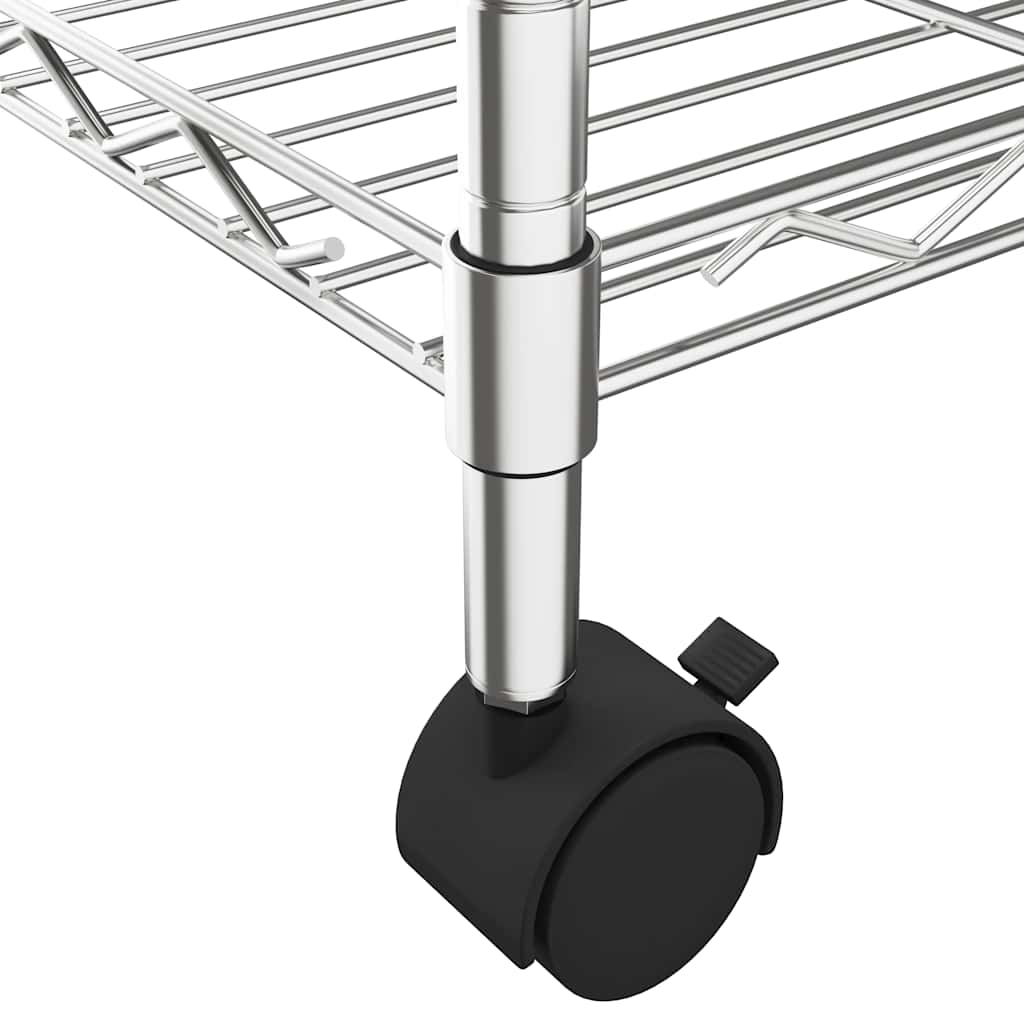 Étagère De Rangement 3 Niveaux Et Roues 60X35X81Cm 150Kg Chrome