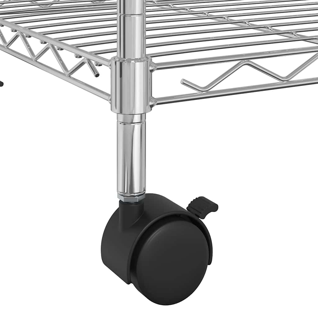 Étagère De Rangement 3 Niveaux Et Roues 60X35X81Cm 150Kg Chrome