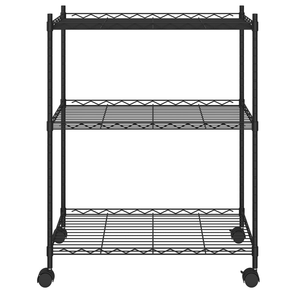 Étagère De Rangement 3 Niveaux Et Roues 150 Kg Noir
