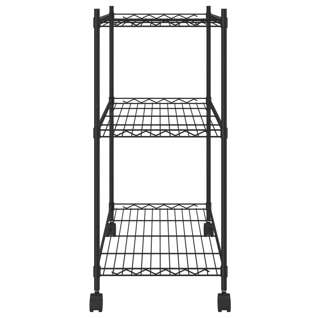 Étagère De Rangement 3 Niveaux Et Roues 150 Kg Noir