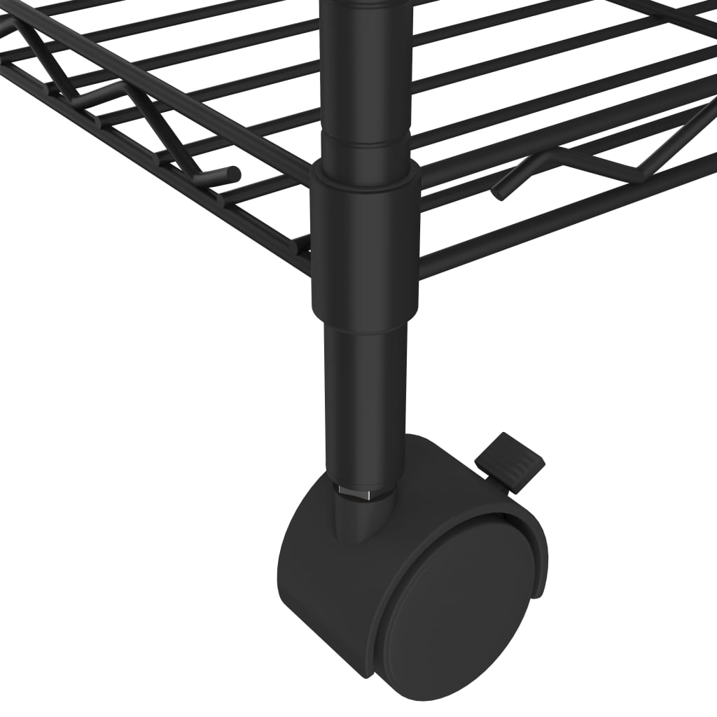 Étagère De Rangement 3 Niveaux Et Roues 150 Kg Noir