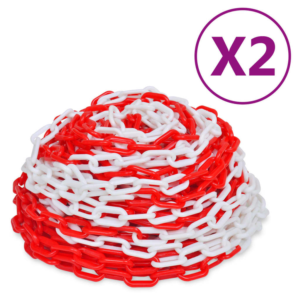 Chaînes D'avertissement 2 Pcs Rouge Et Blanc Plastique 30 M