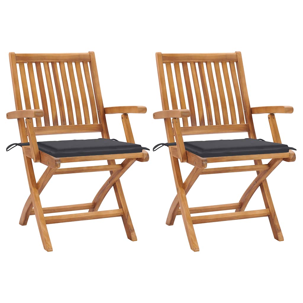 Chaises Pliantes Avec Coussins, 6 Pièces, En Teck Massif