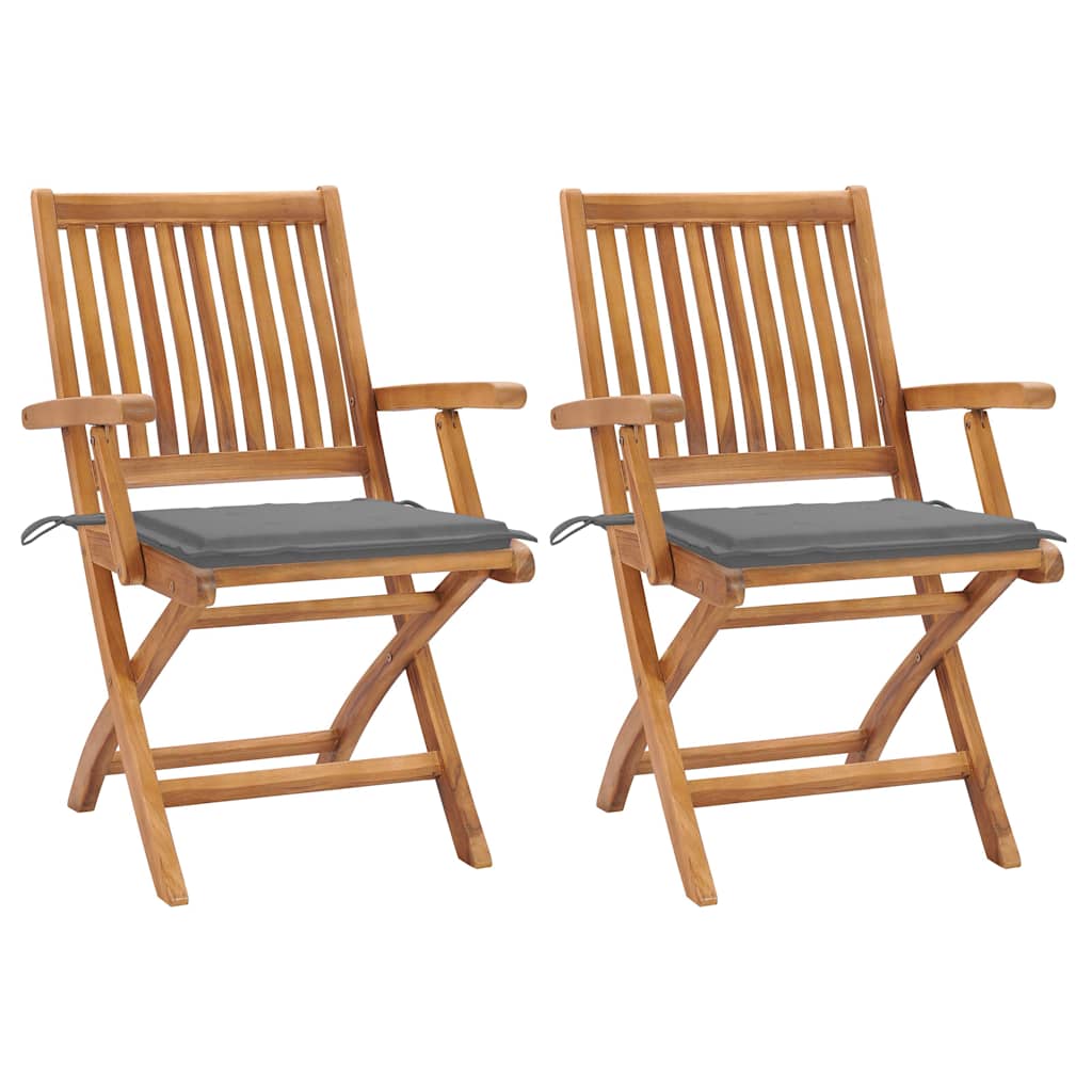 Chaises Pliantes Avec Coussins, 6 Pièces, En Teck Massif