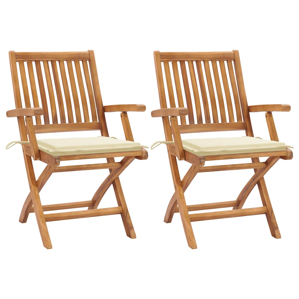 Chaises Pliantes Avec Coussins, 6 Pièces, En Teck Massif