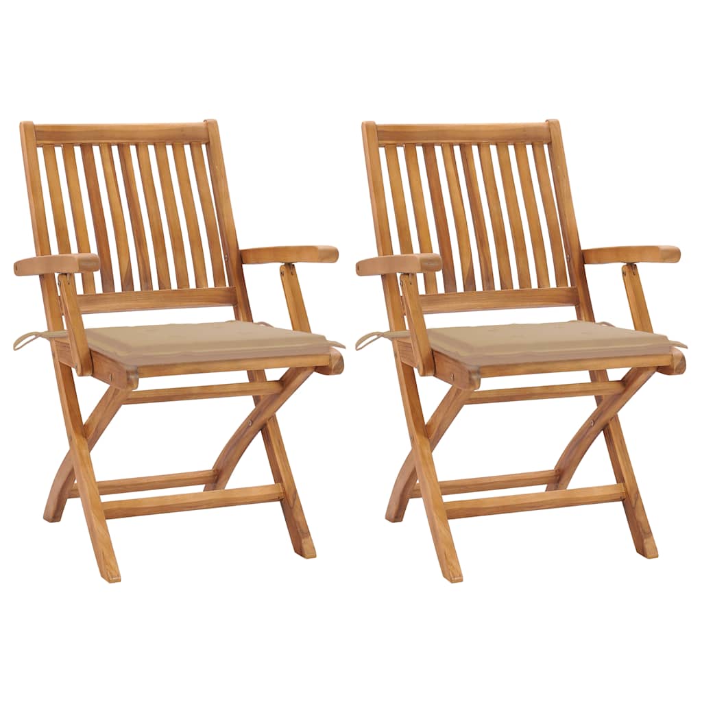 Chaises Pliantes Avec Coussins, 6 Pièces, En Teck Massif