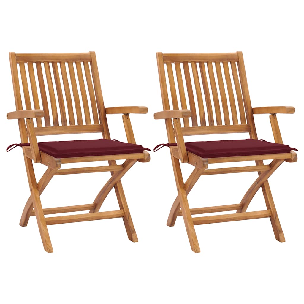 Chaises Pliantes Avec Coussins, 6 Pièces, En Teck Massif