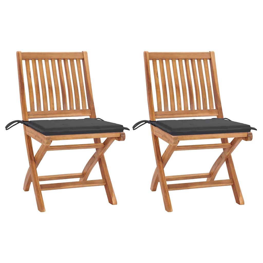 Chaises Pliantes Avec Coussins, 6 Pièces, En Teck Massif