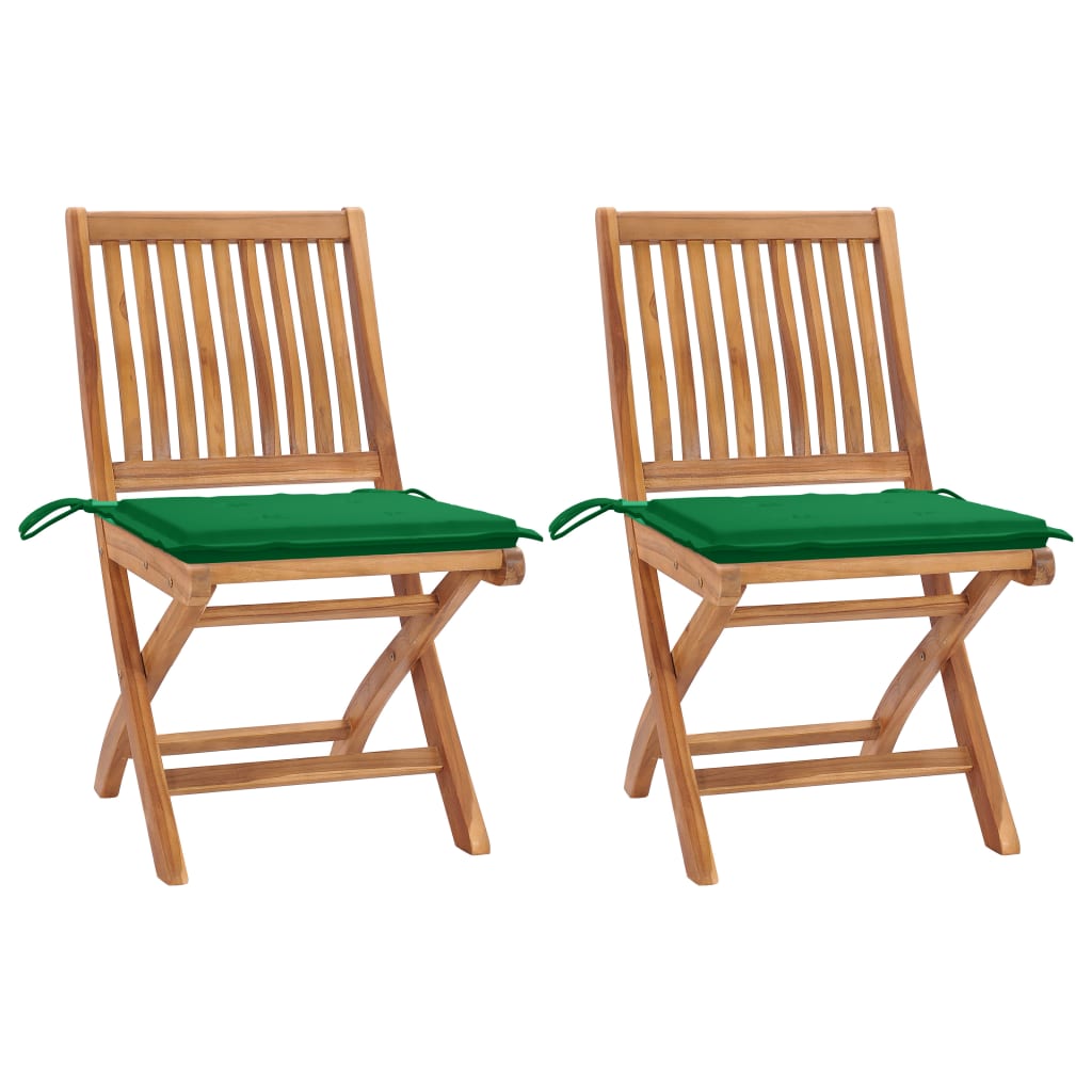 Chaises Pliantes Avec Coussins, 6 Pièces, En Teck Massif