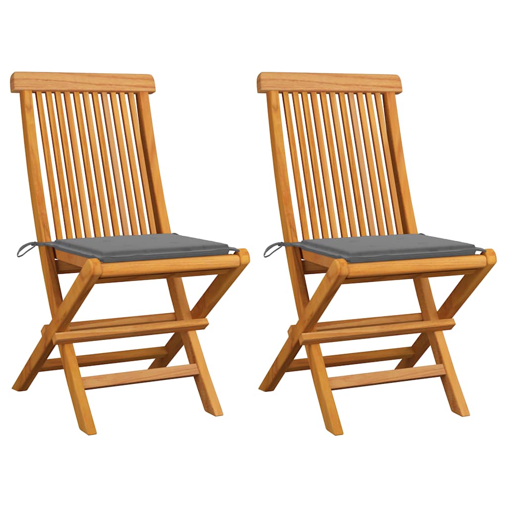 Chaises Pliantes Avec Coussins À Carreaux Rouges (6 Pièces) En Bois De Teck Massif