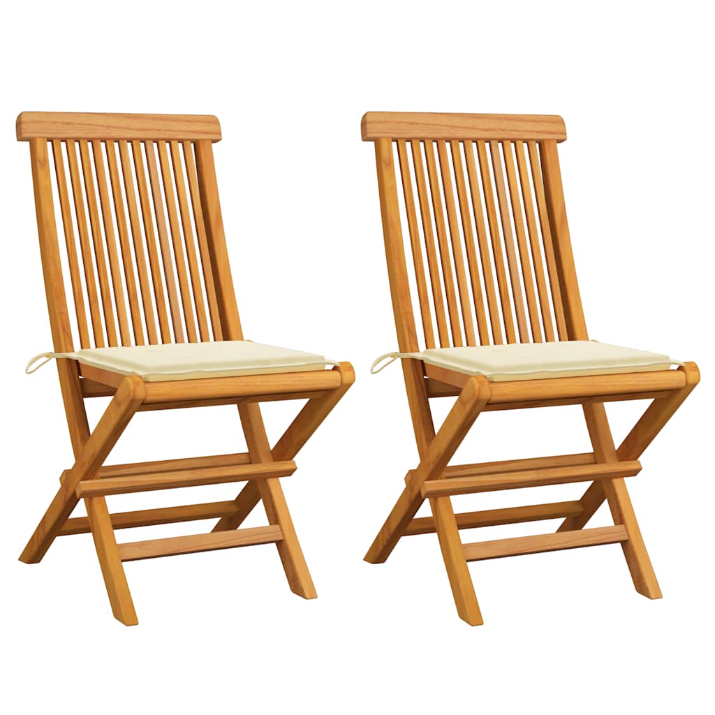 Chaises Pliantes Avec Coussins À Carreaux Rouges (6 Pièces) En Bois De Teck Massif