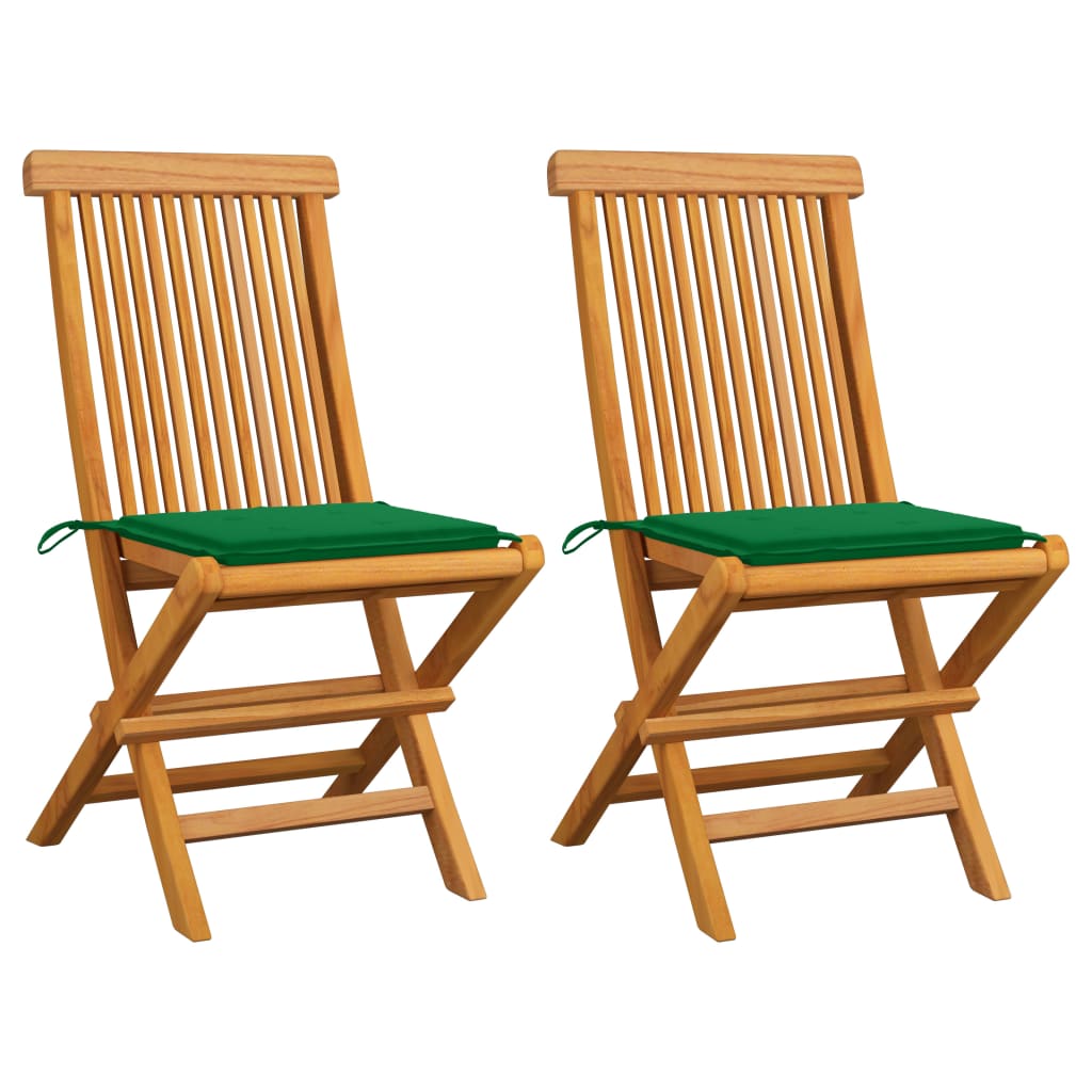 Chaises Pliantes Avec Coussins À Carreaux Rouges (6 Pièces) En Bois De Teck Massif