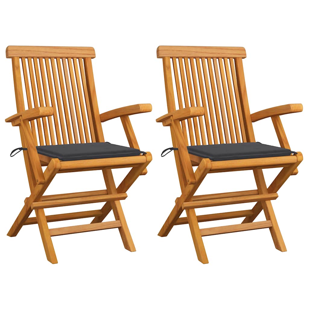 Chaises Pliantes Avec Coussins À Carreaux Rouges (6 Pièces) En Bois De Teck Massif