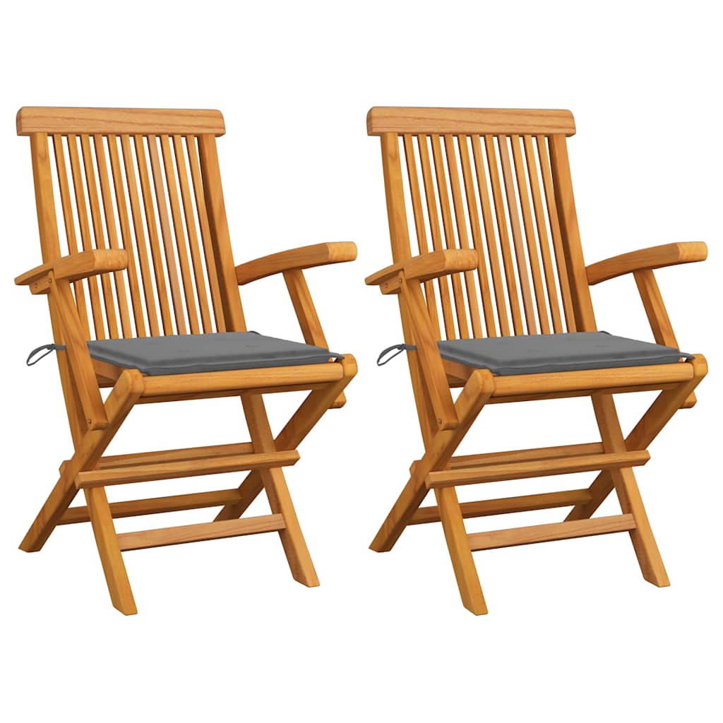 Chaises Pliantes Avec Coussins À Carreaux Rouges (6 Pièces) En Bois De Teck Massif