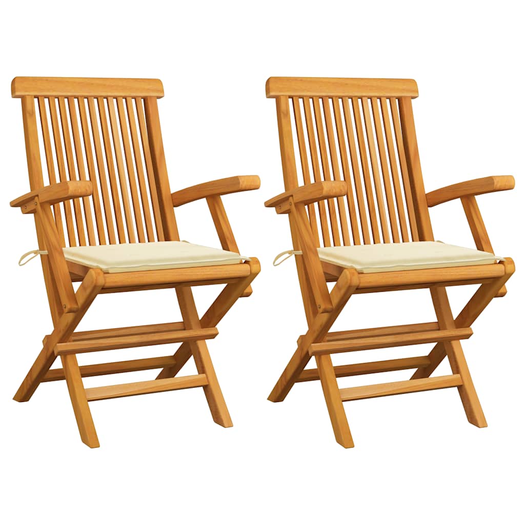 Chaises Pliantes Avec Coussins À Carreaux Rouges (6 Pièces) En Bois De Teck Massif