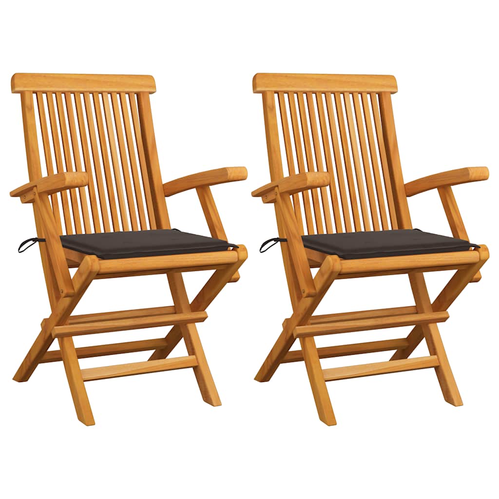 Chaises Pliantes Avec Coussins À Carreaux Rouges (6 Pièces) En Bois De Teck Massif