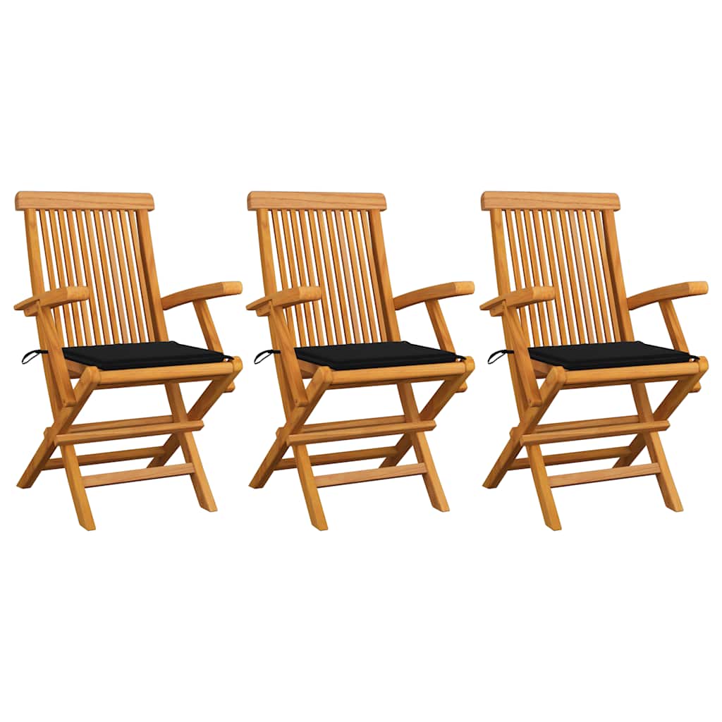 Chaises Pliantes Avec Coussins À Carreaux Rouges (6 Pièces) En Bois De Teck Massif