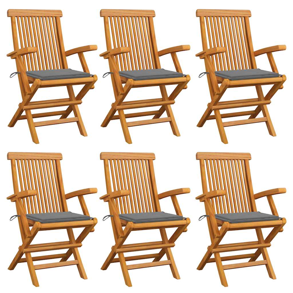 Chaises Pliantes Avec Coussins À Carreaux Rouges (6 Pièces) En Bois De Teck Massif