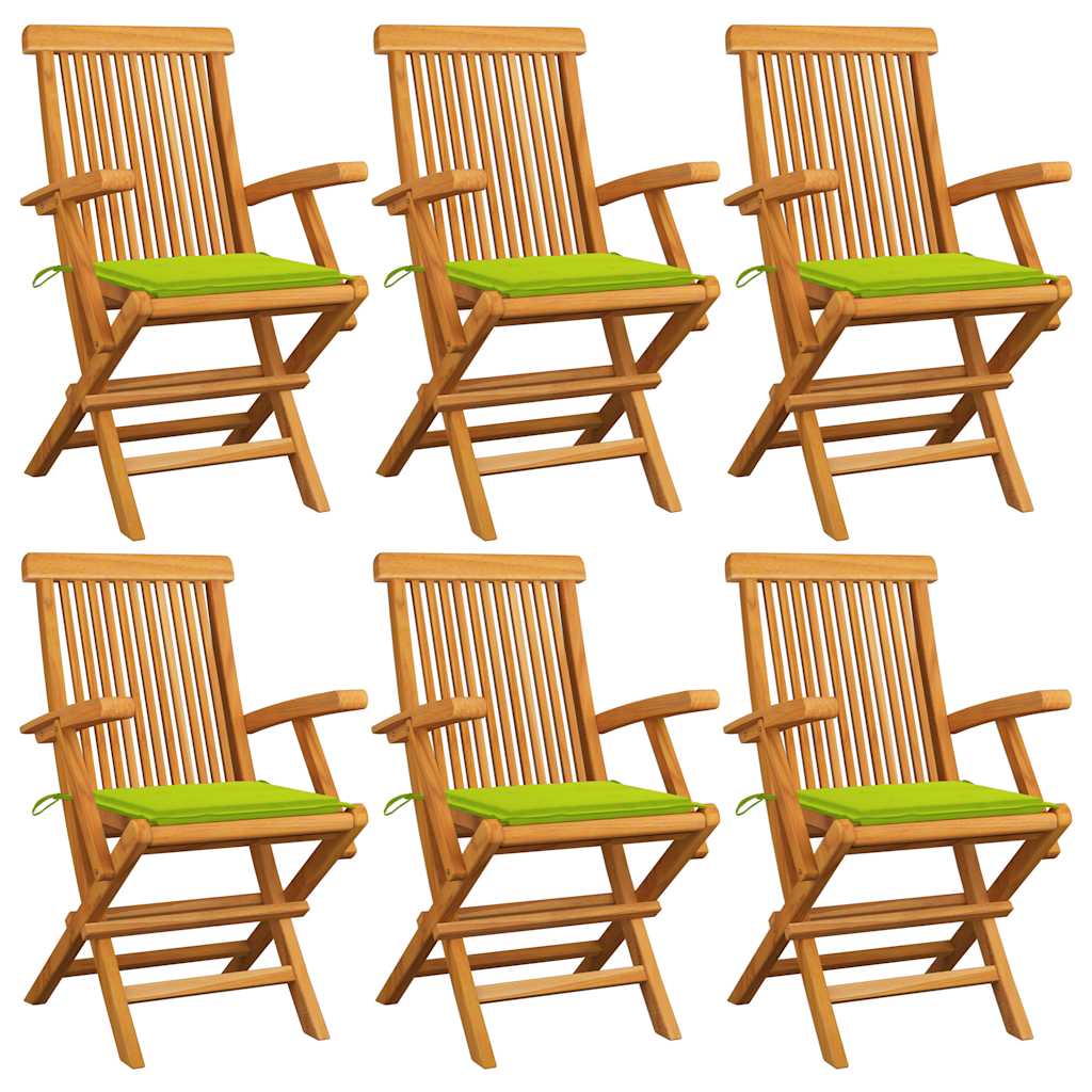 Chaises Pliantes Avec Coussins À Carreaux Rouges (6 Pièces) En Bois De Teck Massif