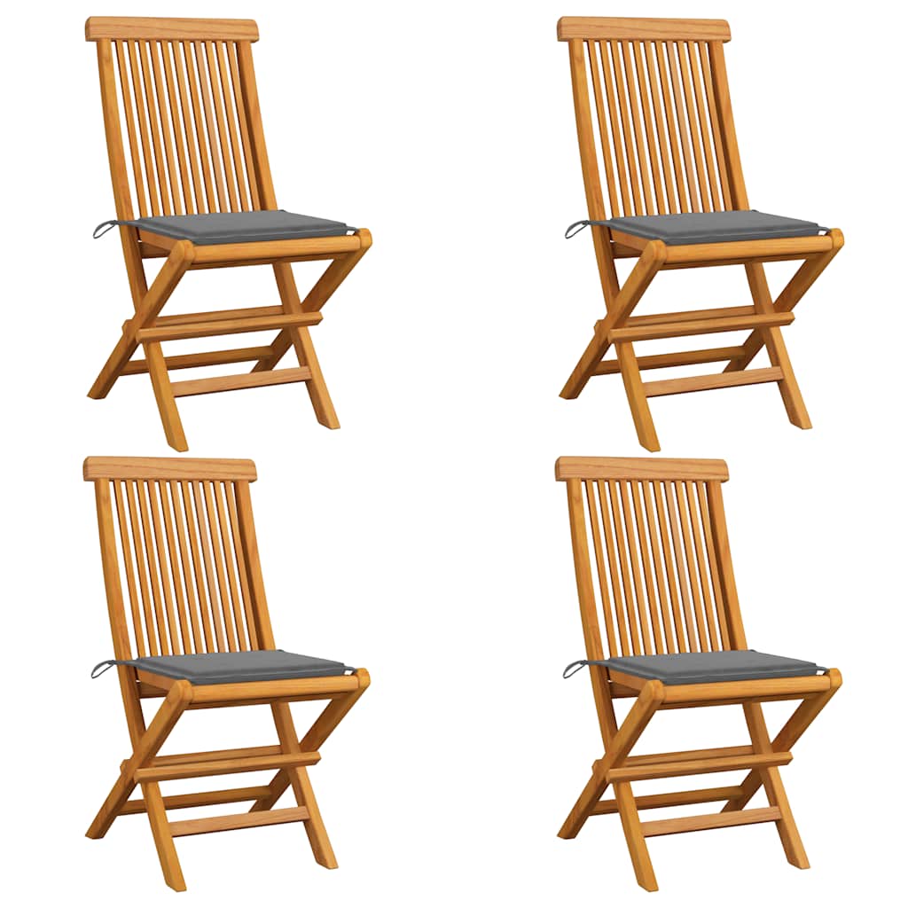 Chaises Pliantes Avec Coussins À Carreaux Rouges (6 Pièces) En Bois De Teck Massif