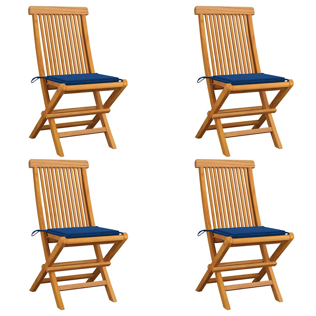 Chaises Pliantes Avec Coussins À Carreaux Rouges (6 Pièces) En Bois De Teck Massif
