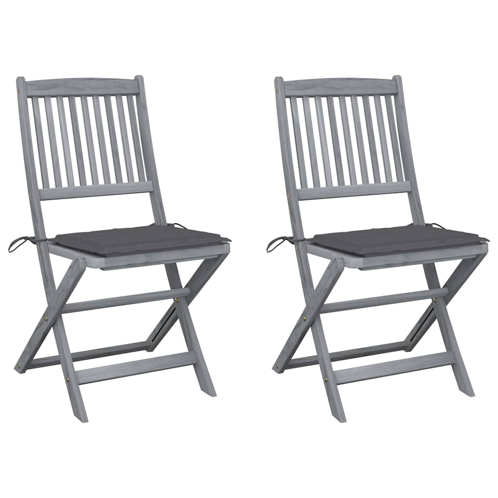 Chaises Pliantes 6 Pièces Avec Coussins En Bois D'acacia Massif