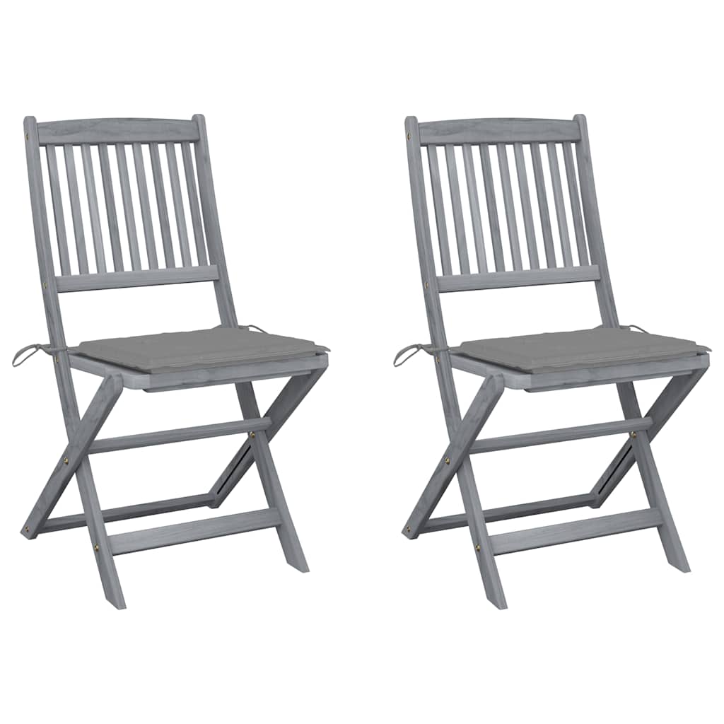 Chaises Pliantes 6 Pièces Avec Coussins En Bois D'acacia Massif