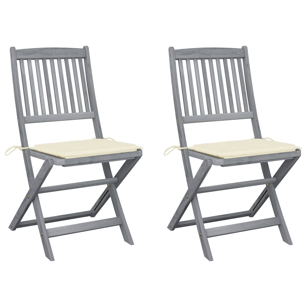 Chaises Pliantes 6 Pièces Avec Coussins En Bois D'acacia Massif