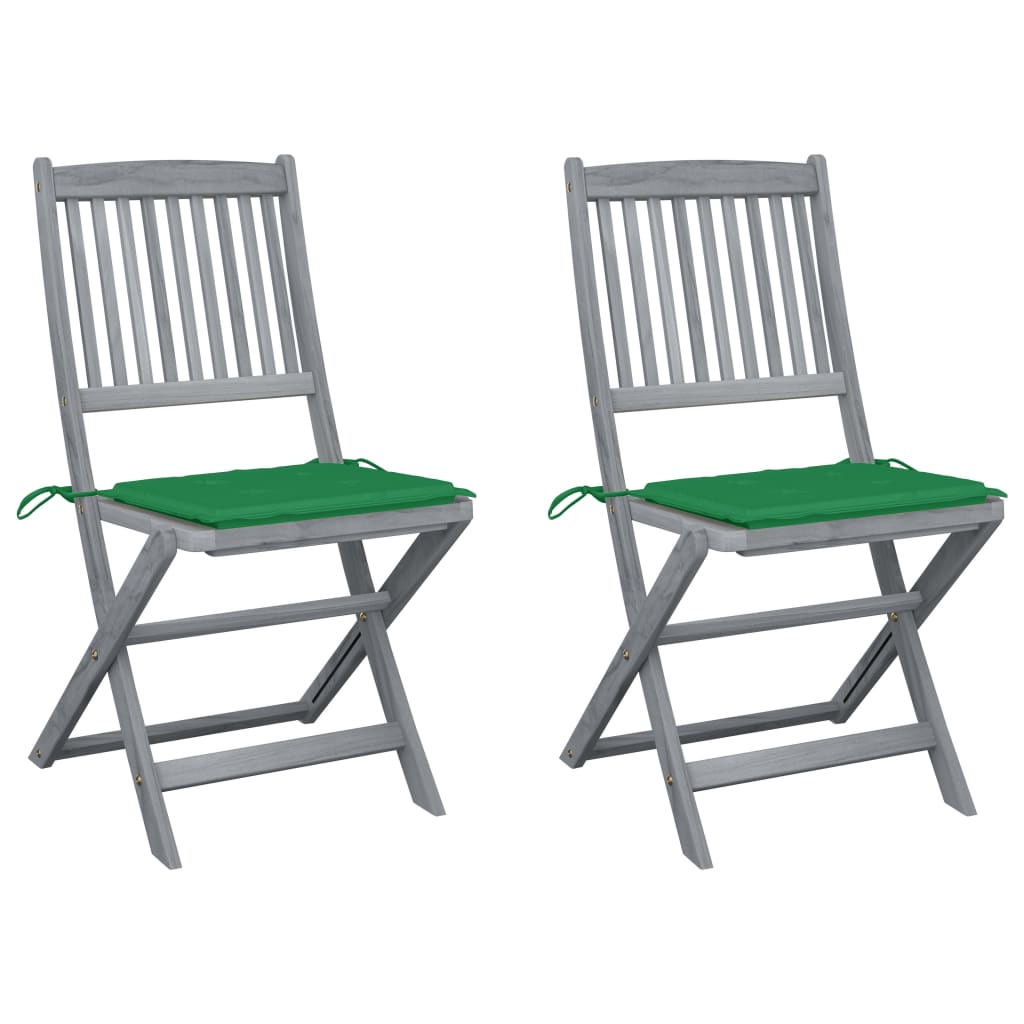 Chaises Pliantes 6 Pièces Avec Coussins En Bois D'acacia Massif