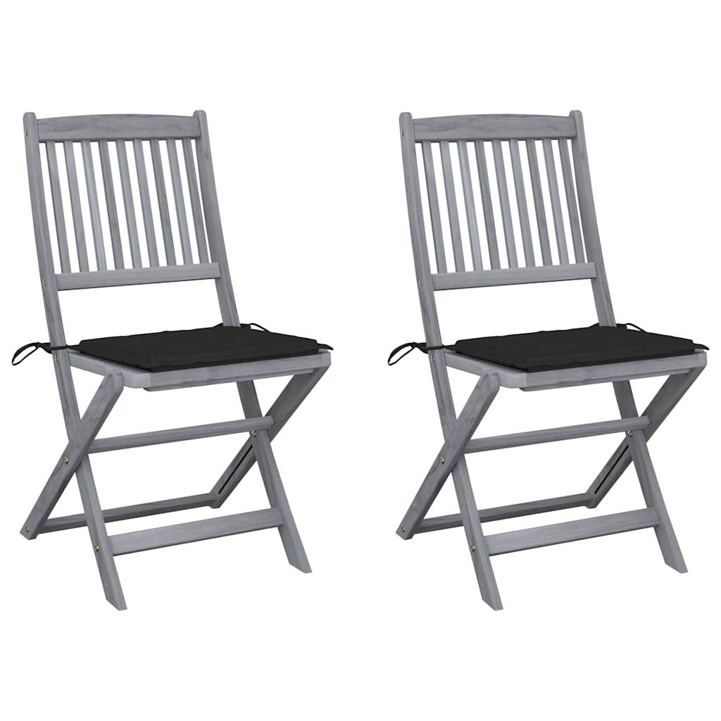 Chaises Pliantes 6 Pièces Avec Coussins En Bois D'acacia Massif