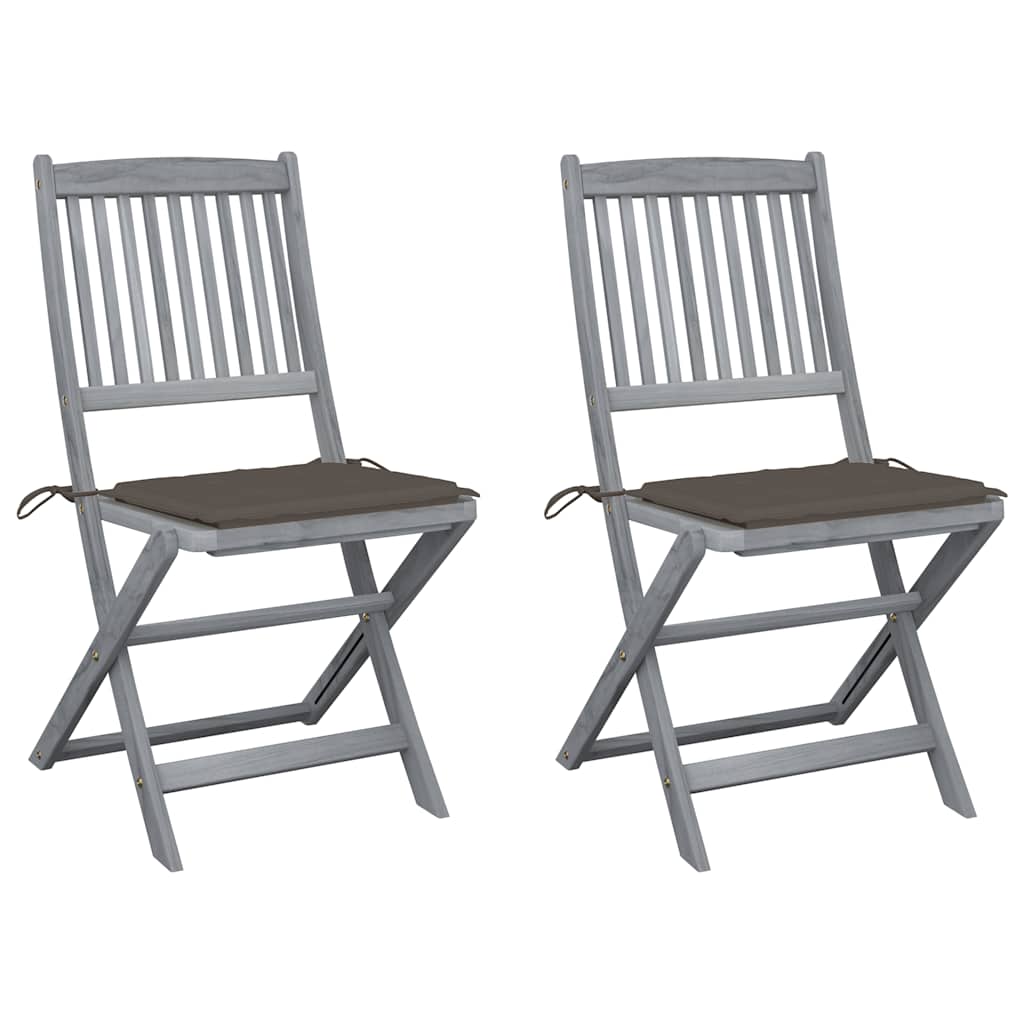 Chaises Pliantes 6 Pièces Avec Coussins En Bois D'acacia Massif