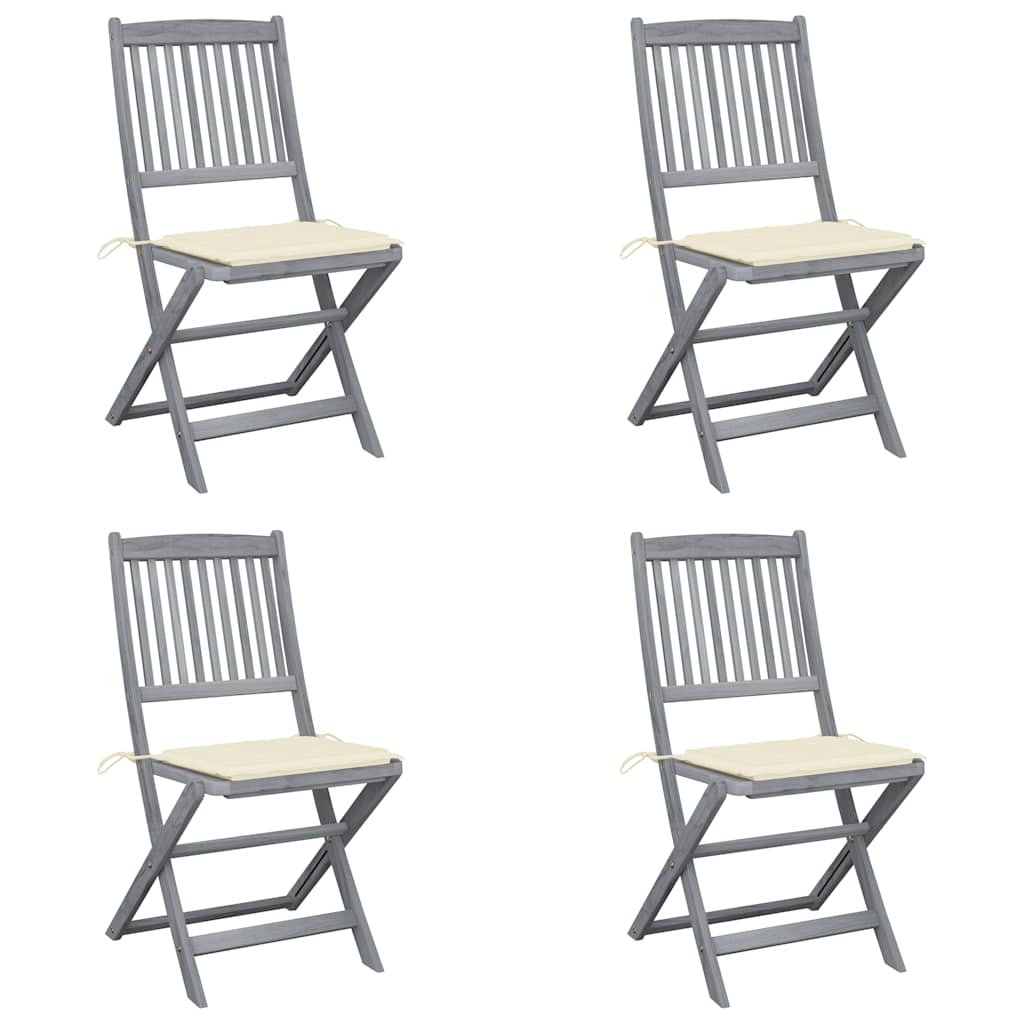 Chaises Pliantes 6 Pièces Avec Coussins En Bois D'acacia Massif