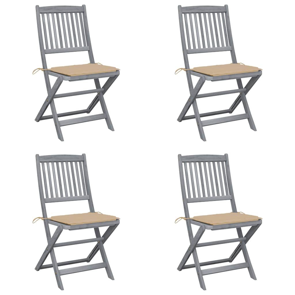 Chaises Pliantes 6 Pièces Avec Coussins En Bois D'acacia Massif