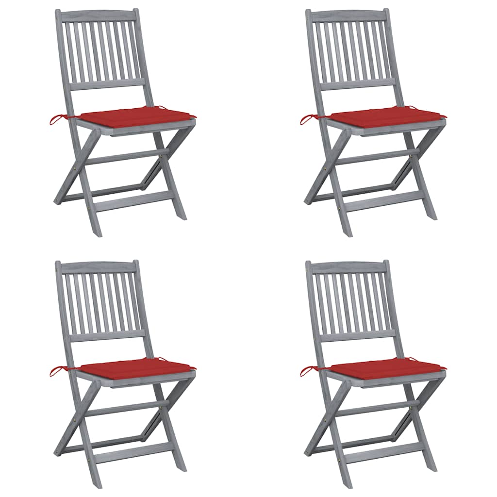 Chaises Pliantes 6 Pièces Avec Coussins En Bois D'acacia Massif