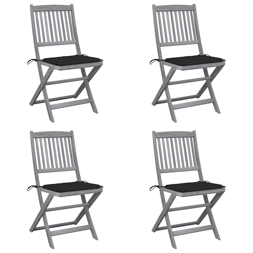 Chaises Pliantes 6 Pièces Avec Coussins En Bois D'acacia Massif