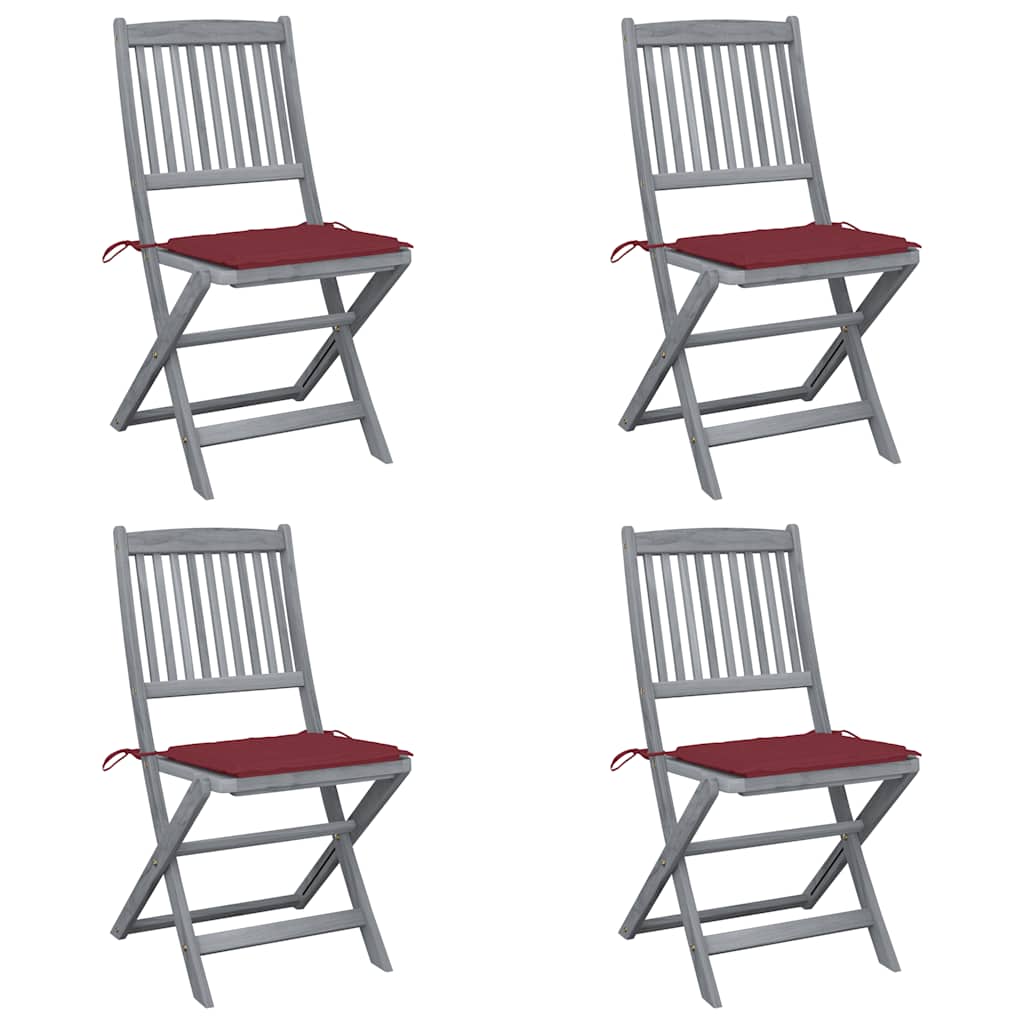 Chaises Pliantes 6 Pièces Avec Coussins En Bois D'acacia Massif