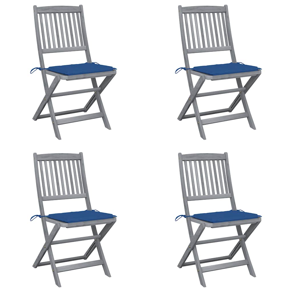 Chaises Pliantes 6 Pièces Avec Coussins En Bois D'acacia Massif
