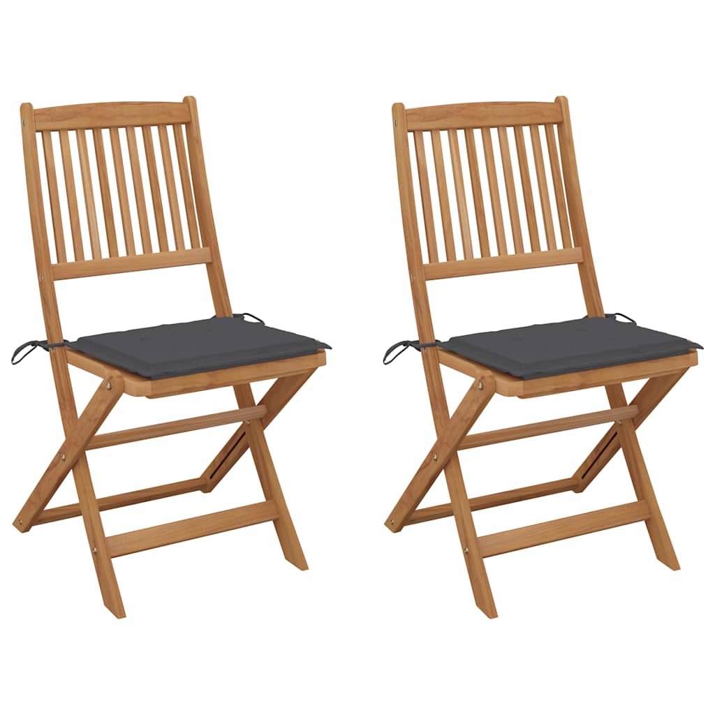 Chaises Pliables De Jardin Lot De 4 Avec Coussins Bois D'acacia