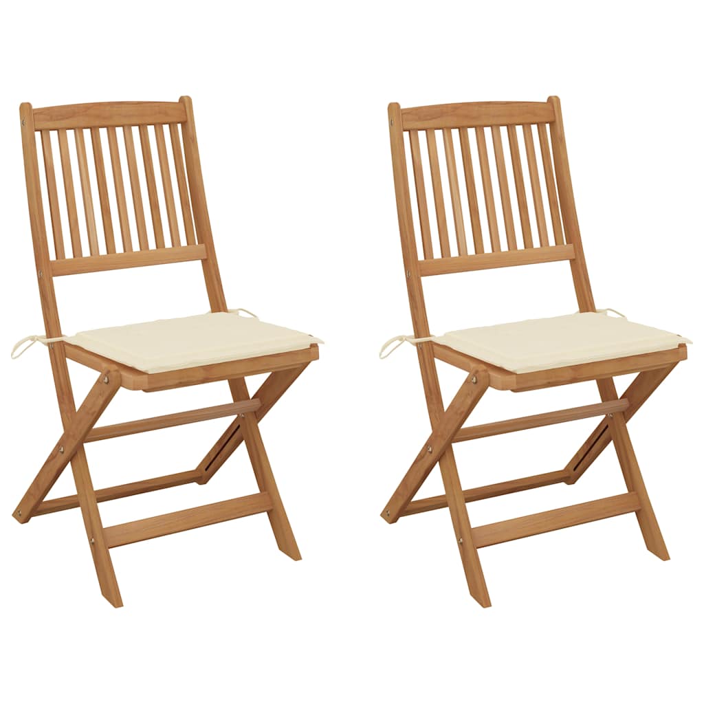 Chaises Pliables De Jardin Lot De 4 Avec Coussins Bois D'acacia