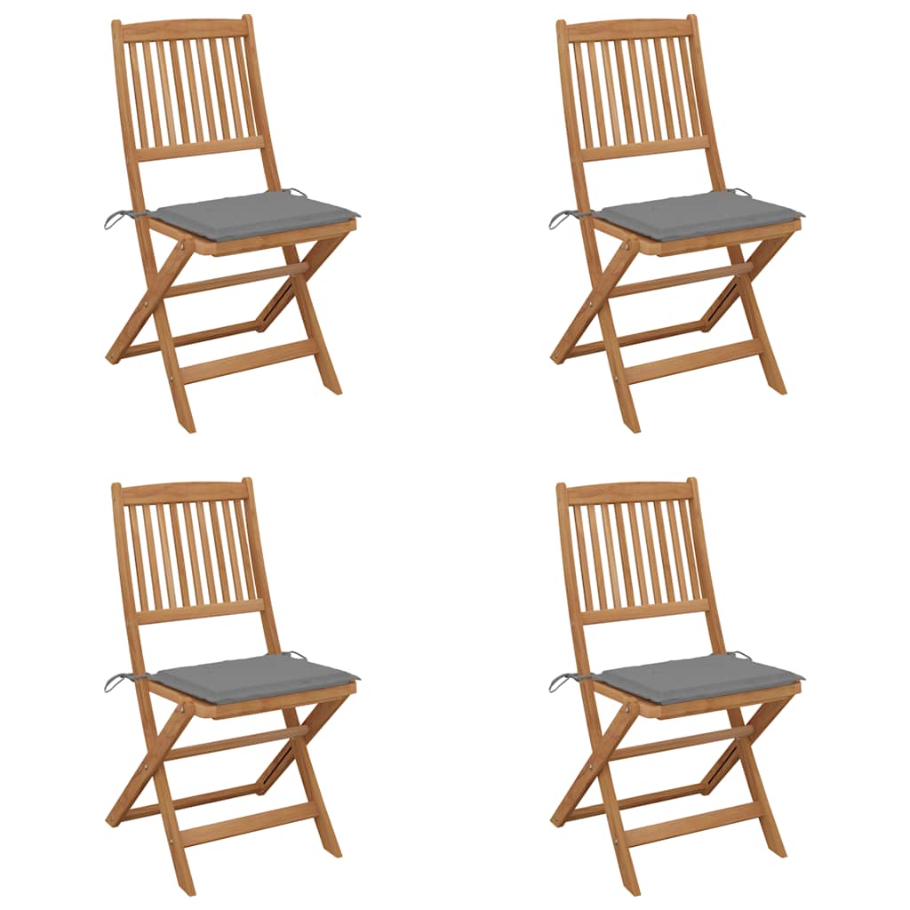Chaises Pliables De Jardin Lot De 4 Avec Coussins Bois D'acacia