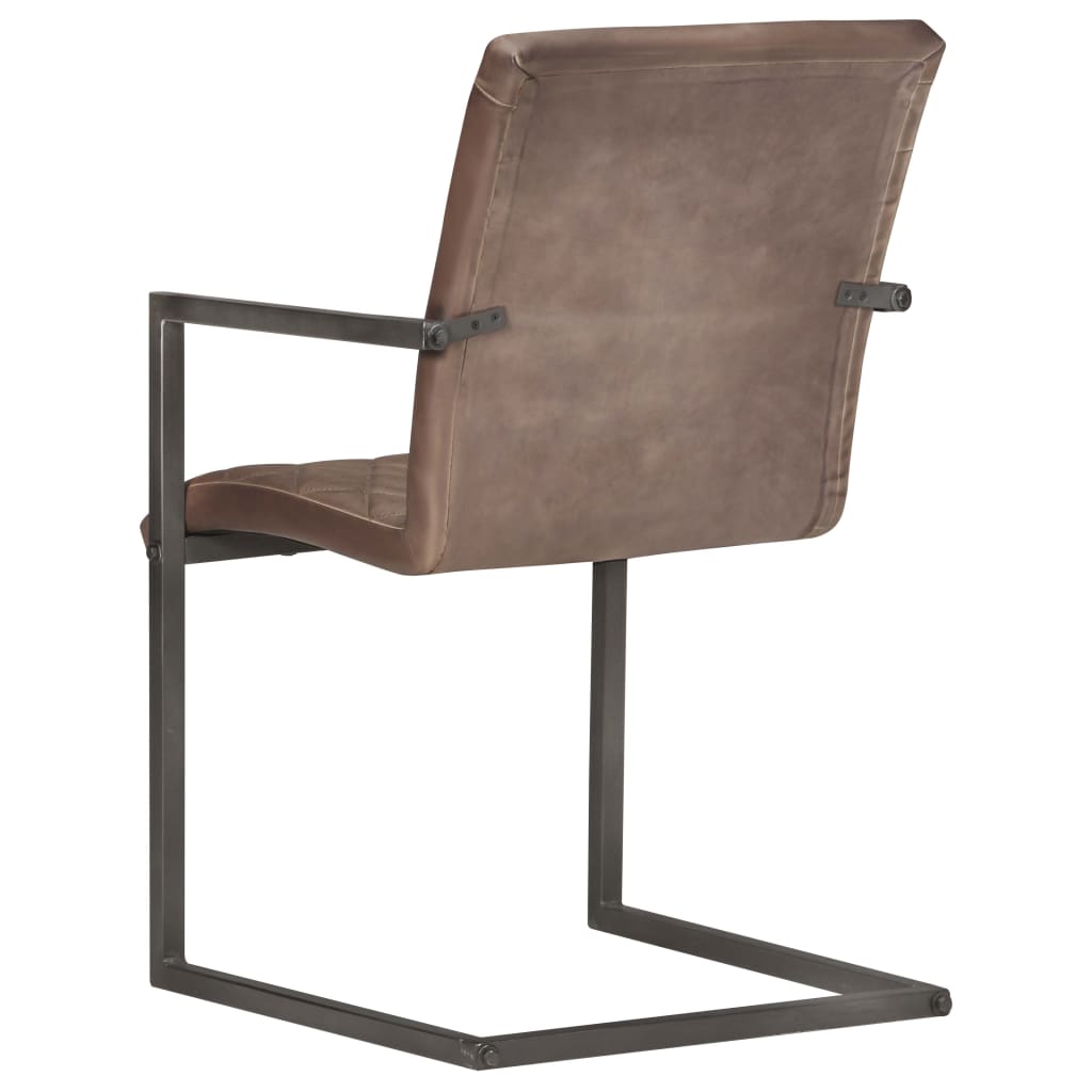 Chaises À Manger Cantilever Lot De 6 Marron Cuir Véritable