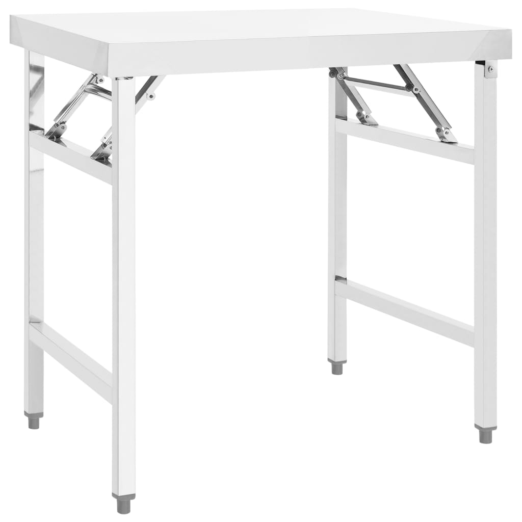 Table De Travail Pliable De Cuisine 85X60X80Cm Acier Inoxydable